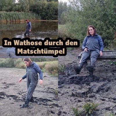 In Wathosen durch den  Schlamm